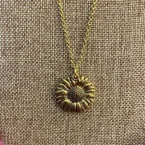 “You are My Sunshine” Sunflower Charm Necklace in Gold